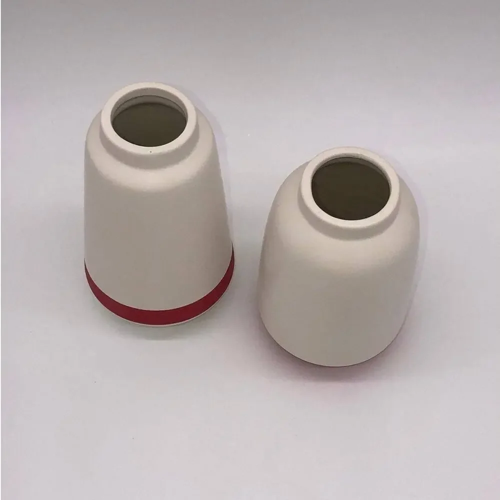 2 Target Bullseye White With Red Band Ceramic Vase Short & Tall Vases Christmas